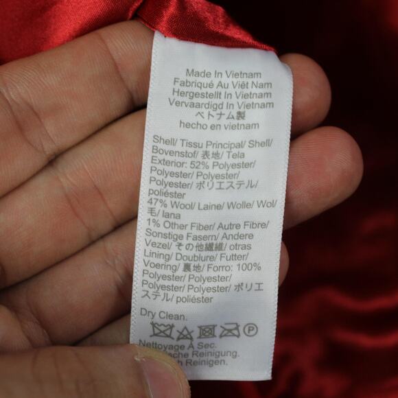 J Crew Coat Womens 00P Lady Day Jeweled Button Wood Blend Red Dress Long Peacoat - Picture 11 of 14